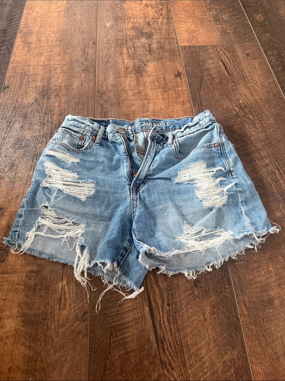 American Eagle Outfitters Distressed Light Blue Denim Cutoff Shorts